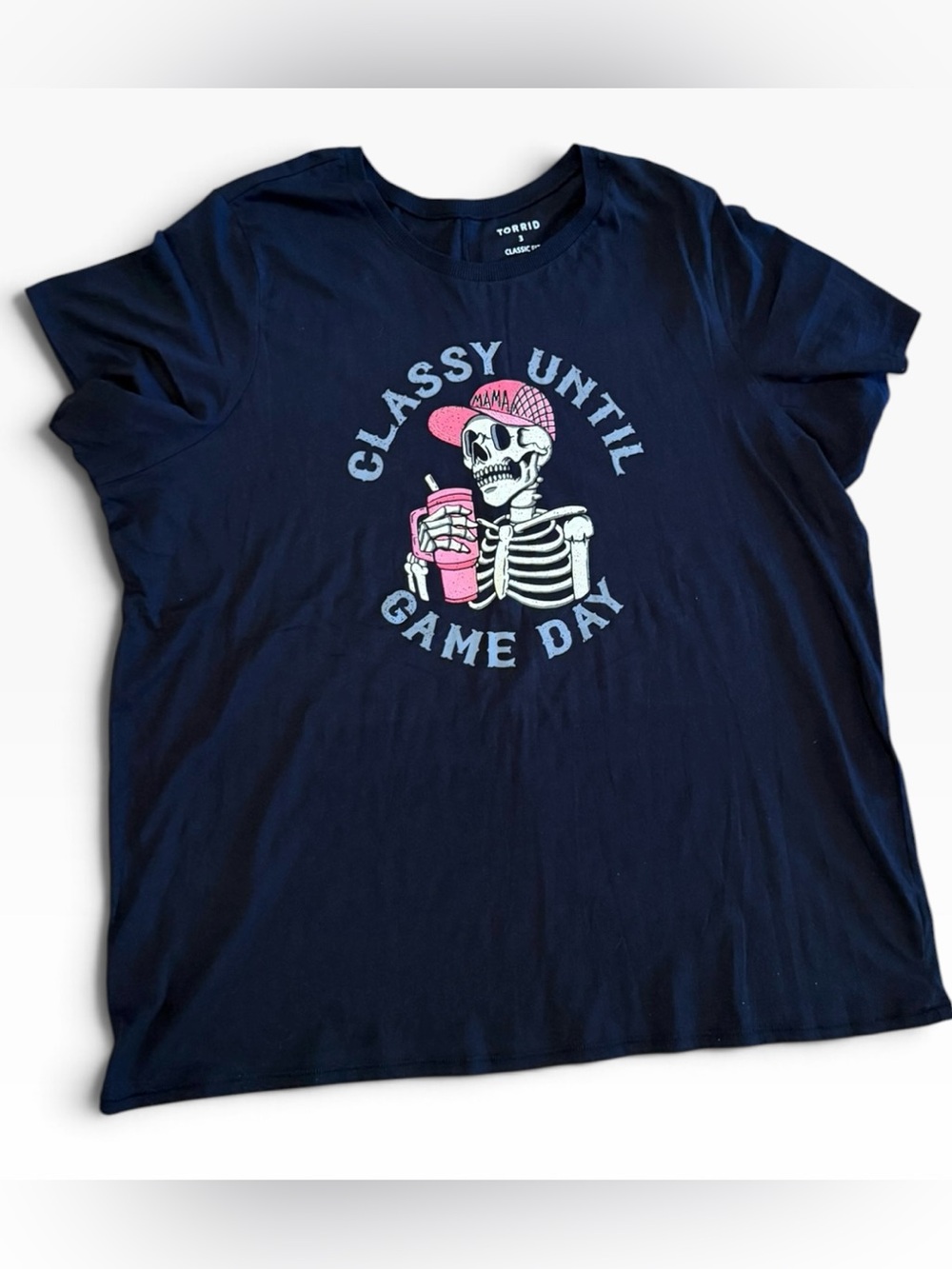 Women’s Plus Size TORRID Classy Until Game Day Skeleton Tee T-Shirt NWT 3X